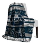 customized utah state aggies floral stripes navy white blanket best selling