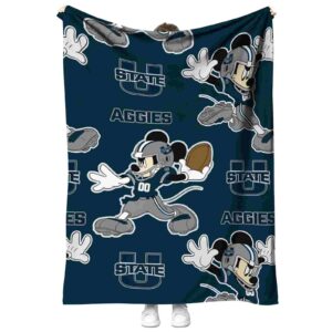 customized utah state aggies mickey navy blanket best selling