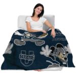 customized utah state aggies mickey navy blanket best selling