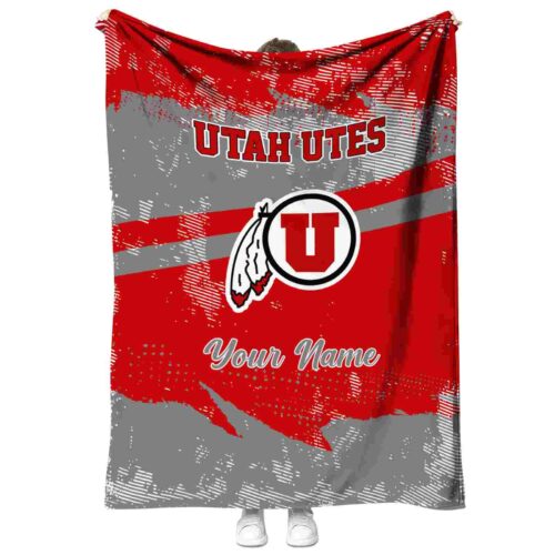 customized utah utes grunge streaks red blanket best selling
