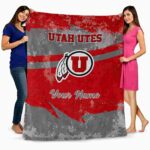 customized utah utes grunge streaks red blanket best selling