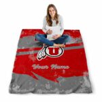 customized utah utes grunge streaks red blanket best selling