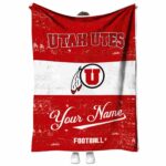 Customized Utah Utes Grunge Texture Red White Blanket 1 customized utah utes grunge texture red white blanket best selling