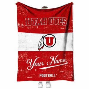 customized utah utes grunge texture red white blanket best selling
