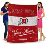 customized utah utes grunge texture red white blanket best selling