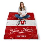 customized utah utes grunge texture red white blanket best selling