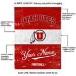 customized utah utes grunge texture red white blanket best selling