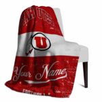customized utah utes grunge texture red white blanket best selling