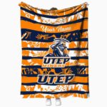 customized utep miners floral stripes blue white blanket best selling