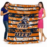 customized utep miners floral stripes blue white blanket best selling
