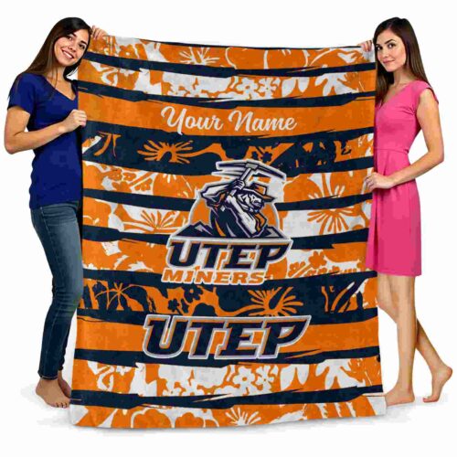 customized utep miners floral stripes blue white blanket fashion forward