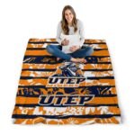 customized utep miners floral stripes blue white blanket best selling