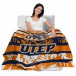 customized utep miners floral stripes blue white blanket best selling