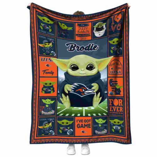 customized utsa roadrunners baby yoda orange blanket best selling