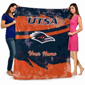 customized utsa roadrunners grunge streaks orange blanket fashion forward