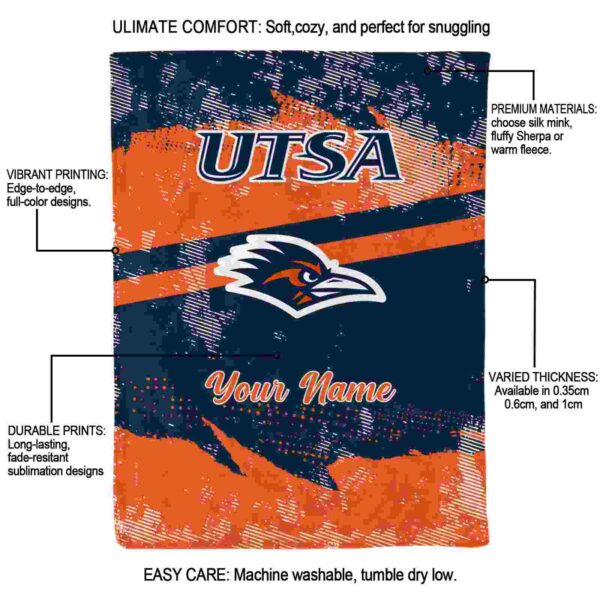customized utsa roadrunners grunge streaks orange blanket new arrival