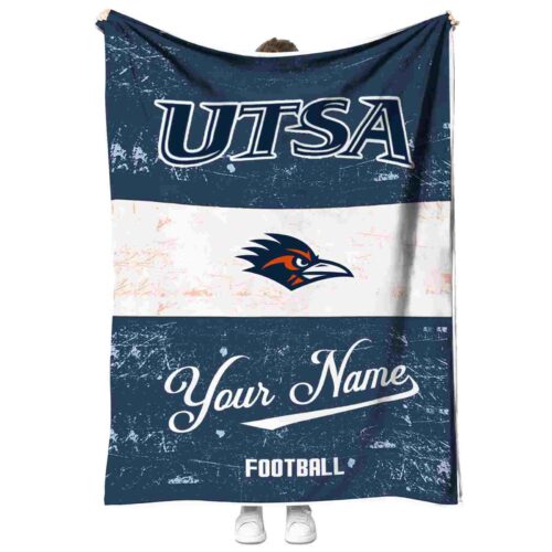 customized utsa roadrunners grunge texture orange white blanket best selling