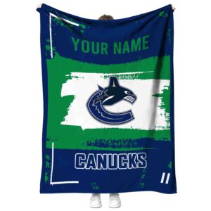 customized vancouver canucks paint strokes blue white blanket best selling