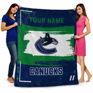 customized vancouver canucks paint strokes blue white blanket fashion forward