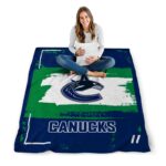 customized vancouver canucks paint strokes blue white blanket best selling