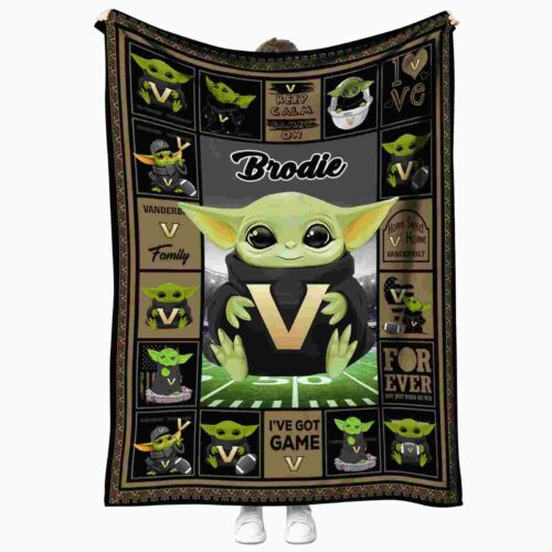 customized vanderbilt commodores baby yoda black blanket best selling