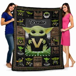 customized vanderbilt commodores baby yoda black blanket fashion forward