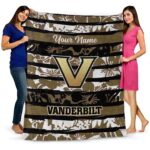 customized vanderbilt commodores floral stripes black white blanket best selling