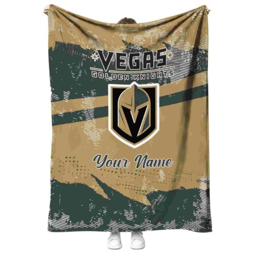customized vegas golden knights grunge streaks tan blanket best selling