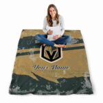 customized vegas golden knights grunge streaks tan blanket best selling