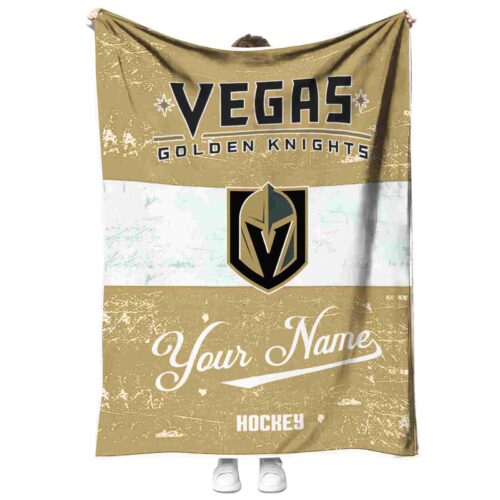 customized vegas golden knights grunge texture tan white blanket best selling