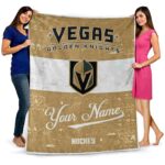 customized vegas golden knights grunge texture tan white blanket best selling