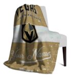 customized vegas golden knights grunge texture tan white blanket best selling