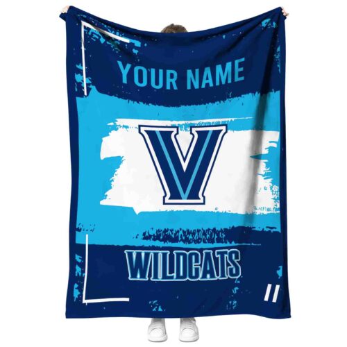 customized villanova wildcats paint strokes navy white blanket best selling