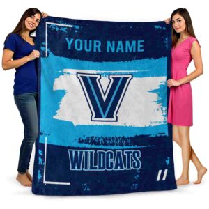 customized villanova wildcats paint strokes navy white blanket fashion forward