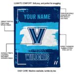 customized villanova wildcats paint strokes navy white blanket best selling