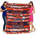 customized virginia cavaliers floral stripes blue white blanket best selling