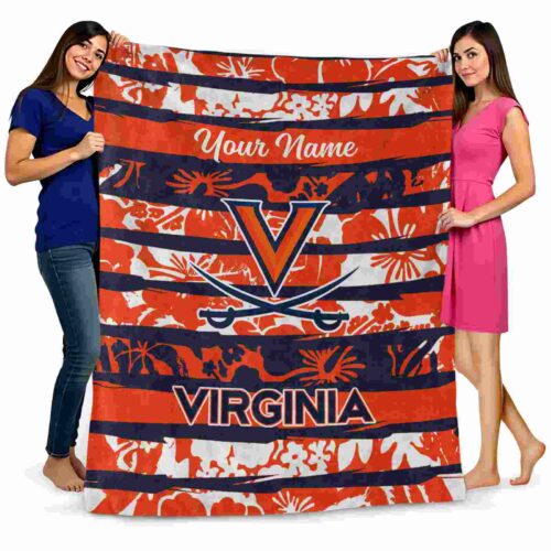 customized virginia cavaliers floral stripes blue white blanket fashion forward