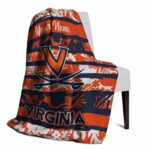 customized virginia cavaliers floral stripes blue white blanket best selling
