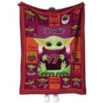 Customized Virginia Tech Hokies Baby Yoda Maroon Blanket 1 customized virginia tech hokies baby yoda maroon blanket best selling