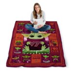 customized virginia tech hokies baby yoda maroon blanket best selling