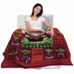 customized virginia tech hokies baby yoda maroon blanket best selling