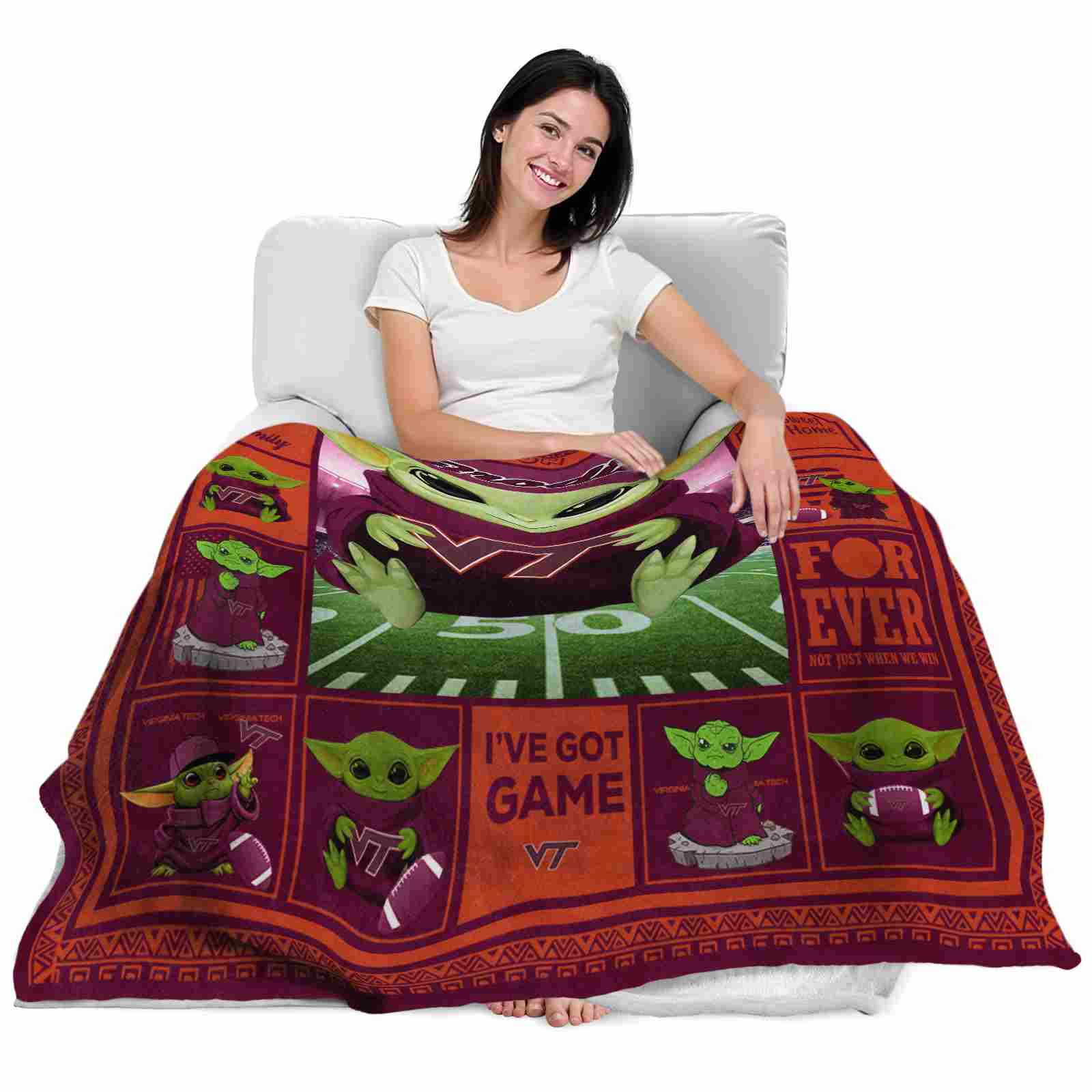 customized virginia tech hokies baby yoda maroon blanket latest model customized virginia tech hokies baby yoda maroon blanket latest model
