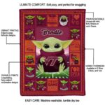 customized virginia tech hokies baby yoda maroon blanket best selling