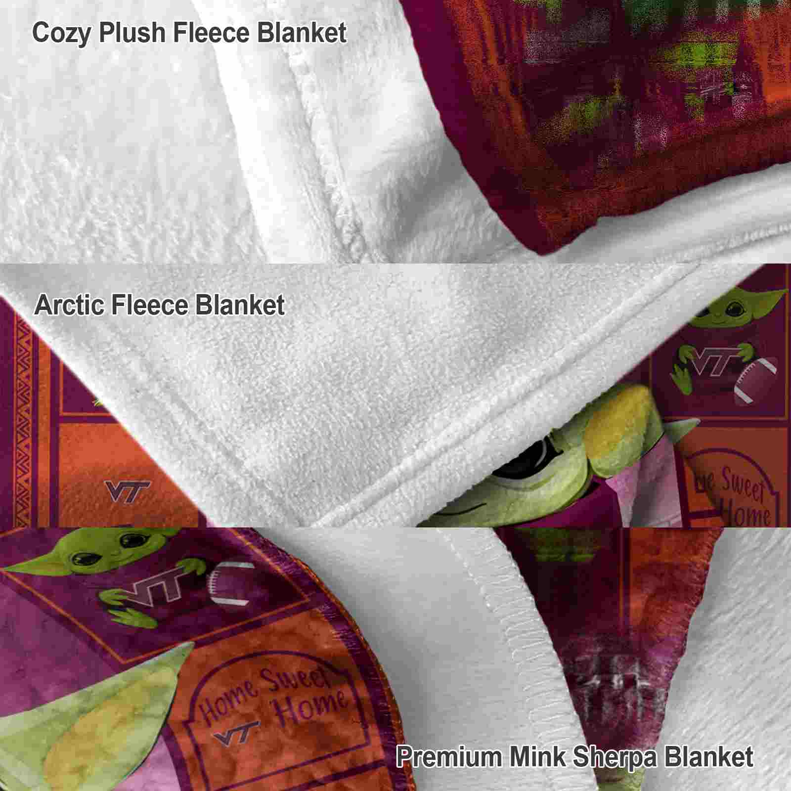 customized virginia tech hokies baby yoda maroon blanket premium grade customized virginia tech hokies baby yoda maroon blanket premium grade