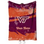 customized virginia tech hokies grunge streaks maroon blanket best selling