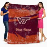 customized virginia tech hokies grunge streaks maroon blanket best selling