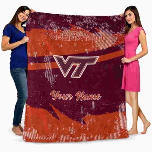 customized virginia tech hokies grunge streaks maroon blanket fashion forward