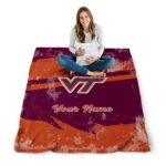 customized virginia tech hokies grunge streaks maroon blanket best selling