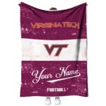 customized virginia tech hokies grunge texture maroon white blanket best selling