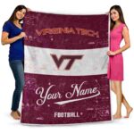 customized virginia tech hokies grunge texture maroon white blanket best selling